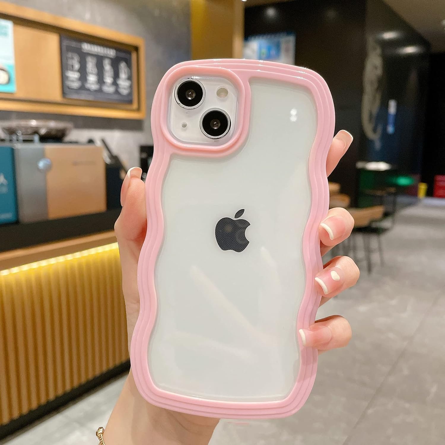 3D Curly Wave TPU Transparent Colorful Frame Bumper Case